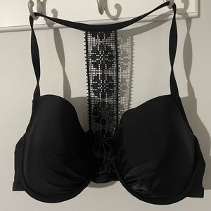 Aerie black swim top, lace back front close 38DD